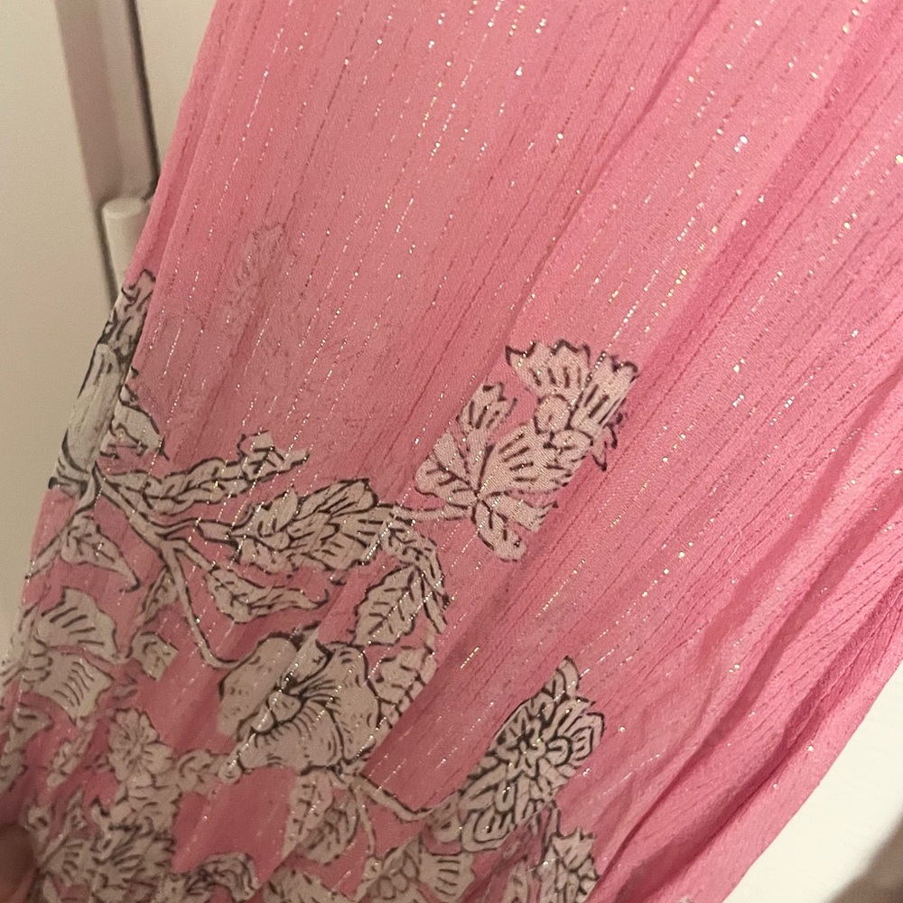 Hemant & Nandita pink metallic embroidered tiered Mini Dress size M - Picture 9 of 14